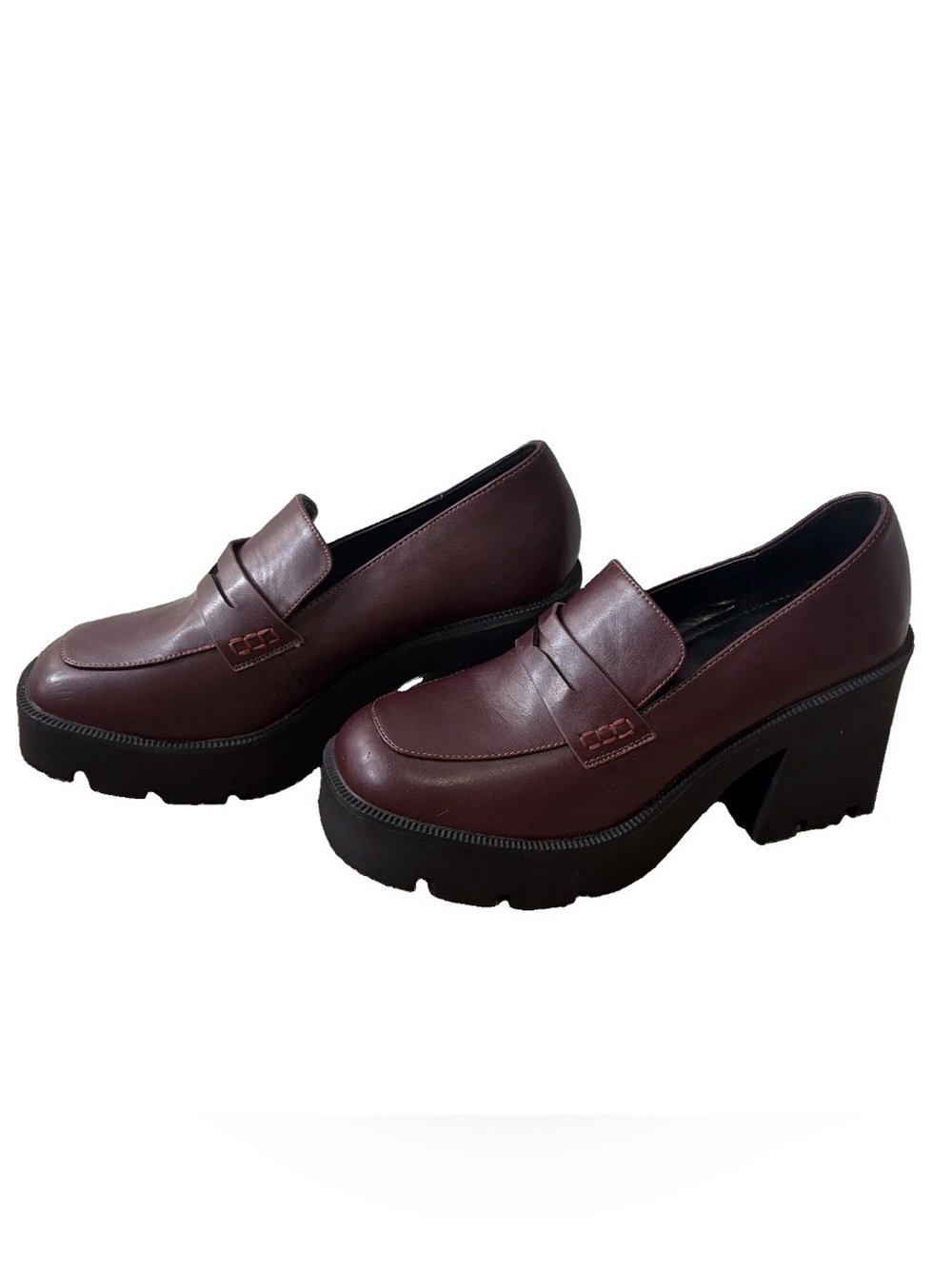 NEW JustFab Cher Women's Burgundy Platform Penny Loafers Chunky Lug Sole Sz 12